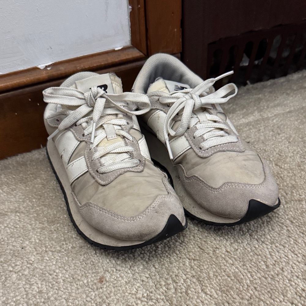 New Balance Beige and White Sneakers